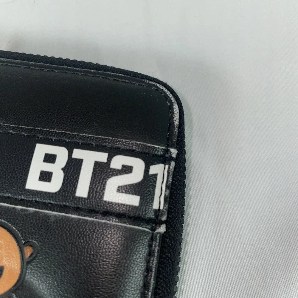 BT21 Line Friends Character Black Zip Around Long Wallet BTS K-Pop Graphic